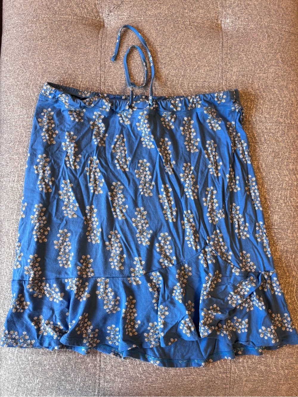Patagonia Daisy Daze Alpine Valley Ruffle Skirt Size M Blue Floral Drawstring